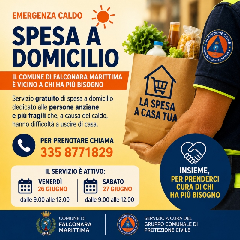 Caldo, attivo il servizio di spesa a domicilio per anziani e persone fragili