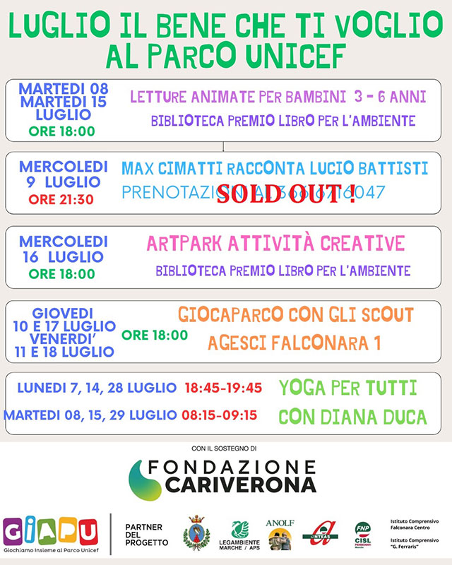 Luglio il bene che ti voglio al parco Unicef